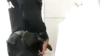 Sexy Latino Cop with Nice Ass Caught Pissing at Urinal