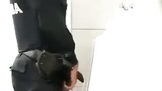 Sexy Latino Cop with Nice Ass Caught Pissing at Urinal