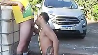 fag takes big young latino cock up the ass outdoors