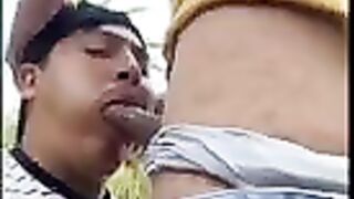 fag fucked up the ass by sexy latino dude in a park