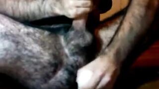 Hairy Daddy Plays with His Dildo