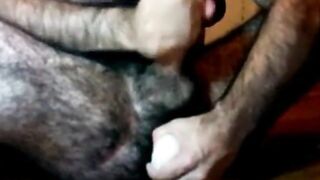 Hairy Daddy Plays with His Dildo