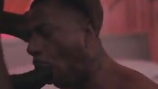 Black guy fucks muscular Latino in dim room