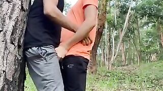 Latino dude cruising in forest