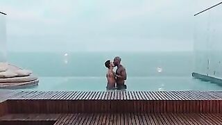 Black guy and Latino flip fuck at seafront villa