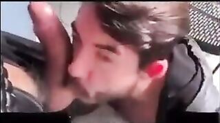 Sexy Latino leather hunks flip fuck