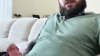 Sexy verbal Latino busting a fat nut
