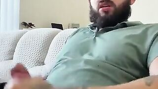 Sexy verbal Latino busting a fat nut