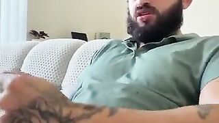 Sexy verbal Latino busting a fat nut