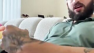 Sexy verbal Latino busting a fat nut