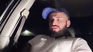 Verbal uncut Latino busting big nut in the car