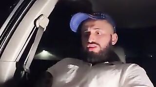 Verbal uncut Latino busting big nut in the car