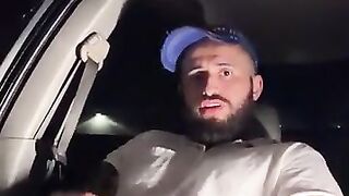Verbal uncut Latino busting big nut in the car