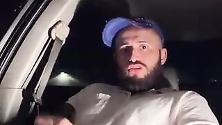 Verbal uncut Latino busting big nut in the car