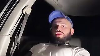Verbal uncut Latino busting big nut in the car