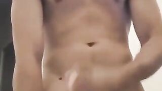 Latino boy jerks his cock and cums