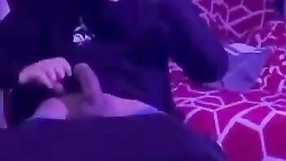 Latino stroke his thick cock alone and cums