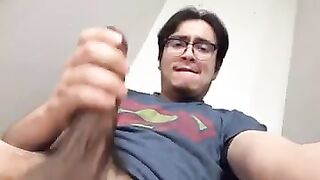 Big dick Latino nerd jerks off