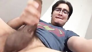 Big dick Latino nerd jerks off