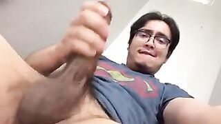 Big dick Latino nerd jerks off