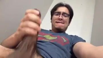 Big dick Latino nerd jerks off