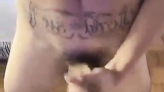 Latino gooner sprays cum on mirror