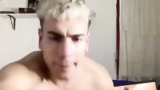 Latino jerk off while watching porn