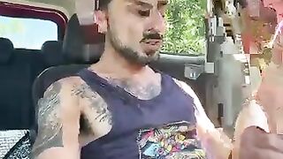 Horny Latino Pulls Over Gives Biker a Show