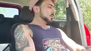 Horny Latino Pulls Over Gives Biker a Show
