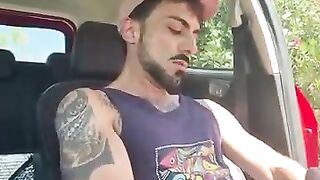 Horny Latino Pulls Over Gives Biker a Show