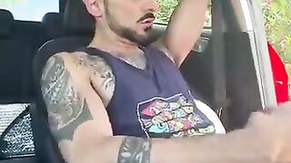 Horny Latino Pulls Over Gives Biker a Show