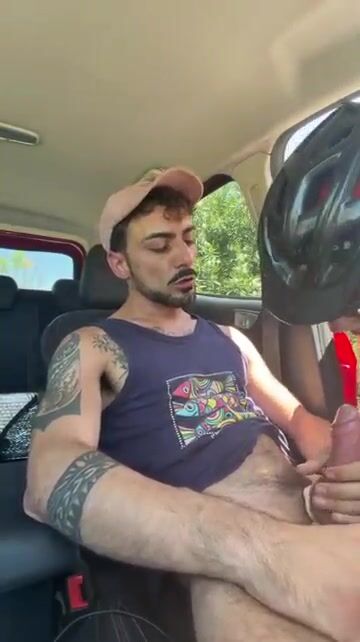 Horny Latino Pulls Over Gives Biker a Show