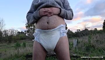 Peeing my diaper outdoor