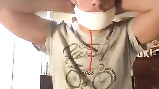 Hot teen stuffing socks in his mouth 2