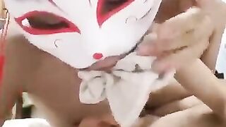Asian boy sucking toes