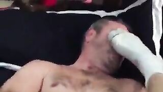 cum with foot in face