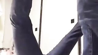Gay ballbusting with knee and feet