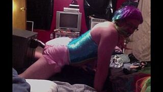 sissy nappy boi riding big black dildo