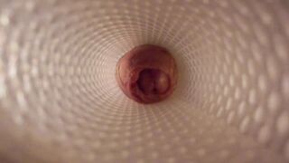 Plowing a Fleshlight! View from inside the sextoy