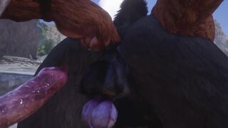 Gay Lion & Wolf Fuck By The Beach and Make Lots of Cum (Furry