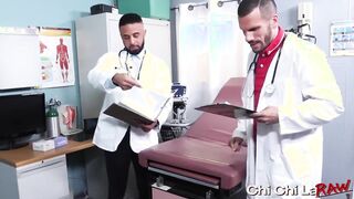 Doctors Damian Taylor and Marco Lorenzo bang with Amone Bane