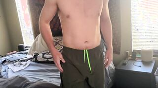 curious married hunk takes a break to play with big cut pierced dick and