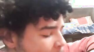 Latin monster dick gets sucked by roommate