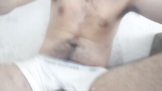 brazilian guy make a mess cumming in the floor