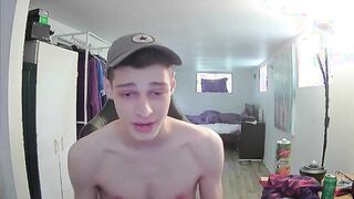 Fit Student Cumming All over Chest