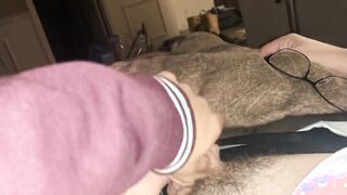 TINY BOY GIVES AMAZING BJ + TAKES CUM IN MOUTH AND ON FACE