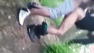 Fucking on the hike trail in the woods
