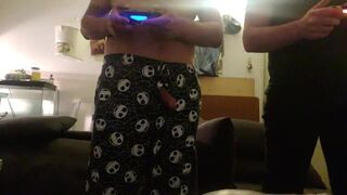 Gaming with straight friend cock flops out