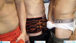 Str8 men comparing their Bulges and touching them together!