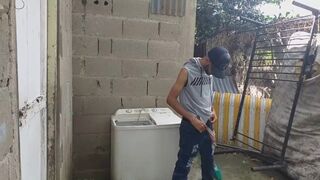 Addicted Vergon Dude Addicted to Jerk off Masturbates in the Backyard